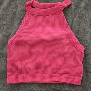 Aerie Vibrant Pink Ribbed Crop Top